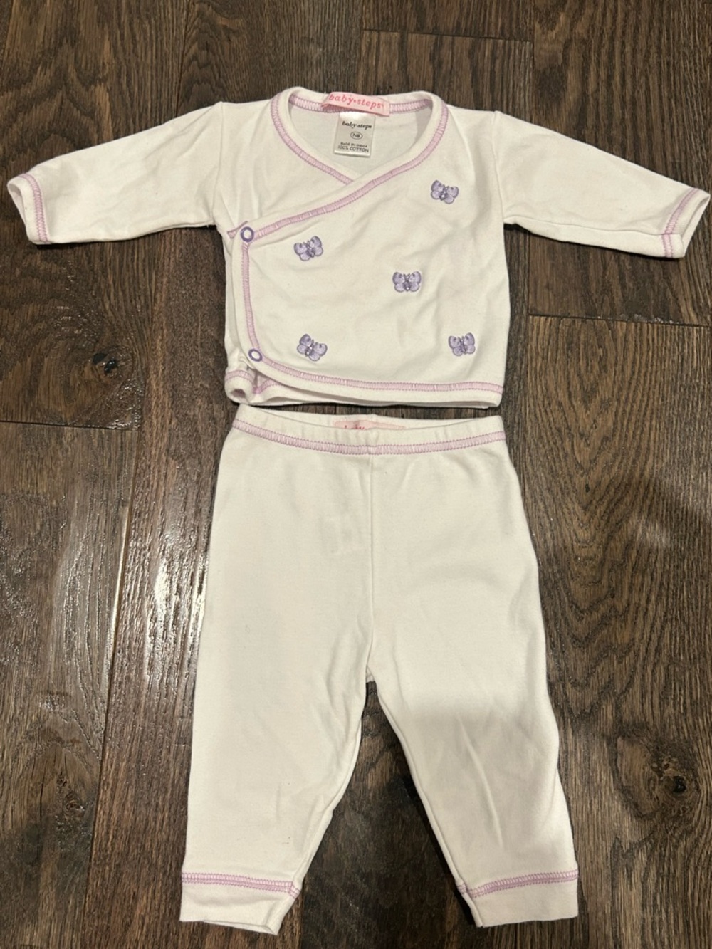 Baby Steps White & Light Purple Butterfly Wrap Set- Size Newborn